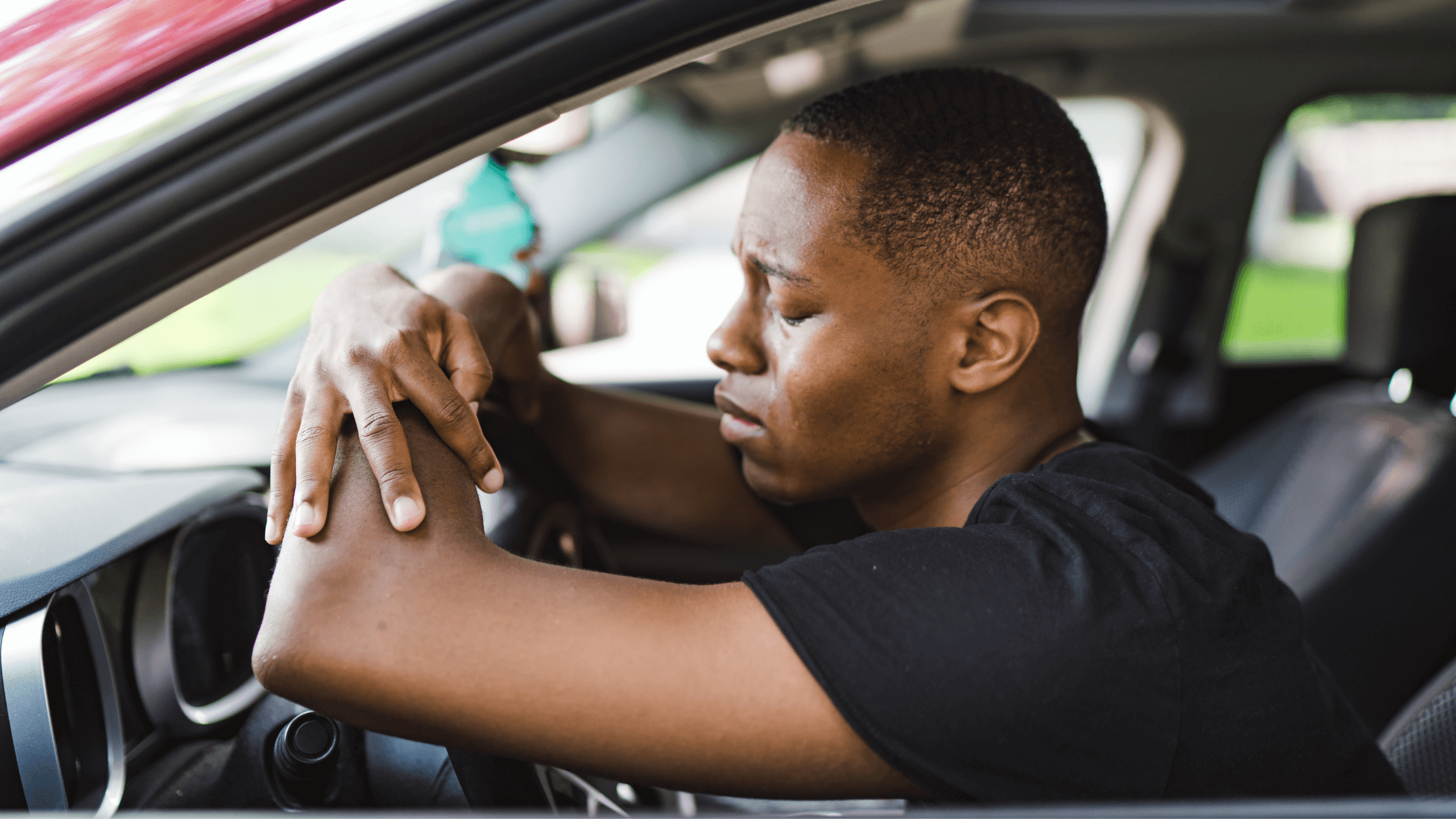 In the silence of his car, a young man of color breaks down, overwhelmed by feelings of isolation and addiction