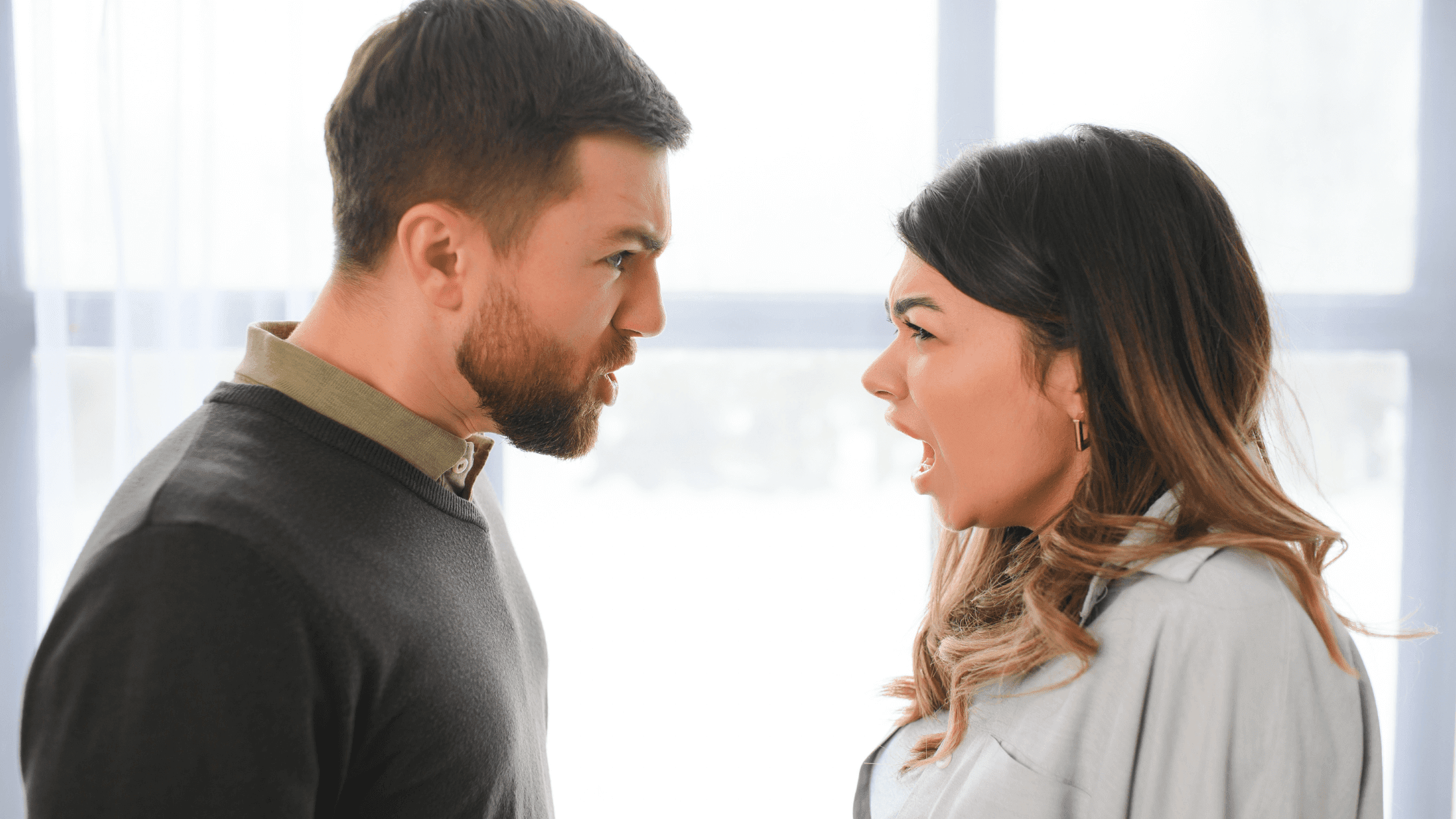 Inside the house, a young couple fights. The wife is overwhelmed, wondering how to live with a narcissist husband.